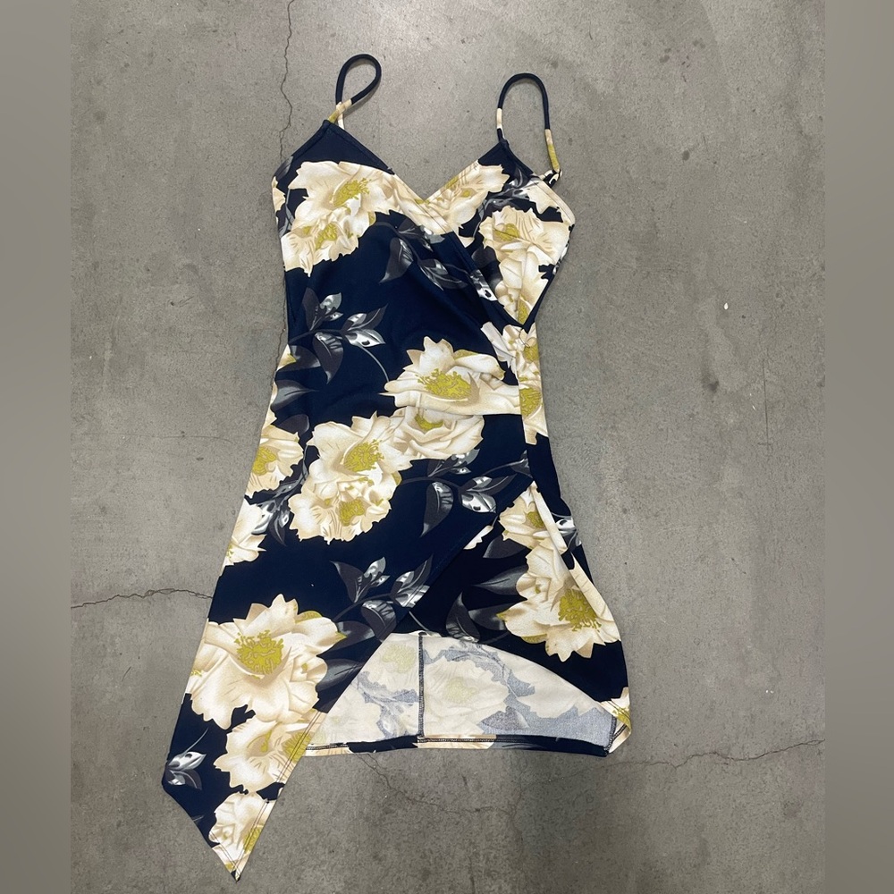 FAVLUX Cream Asymmetrical Cocktail Dress Sleeveless Spaghetti Strap